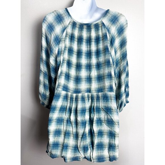 Anthropologie Maeve Plaid Cavalon Oversized Tunic Peplum Blouse Womens Medium - Picture 6 of 9